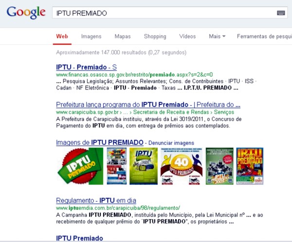 Prefeito criativo, copia idéia no Google e lança “IPTU DÁ PRÊMIO/2013” iptu premiado